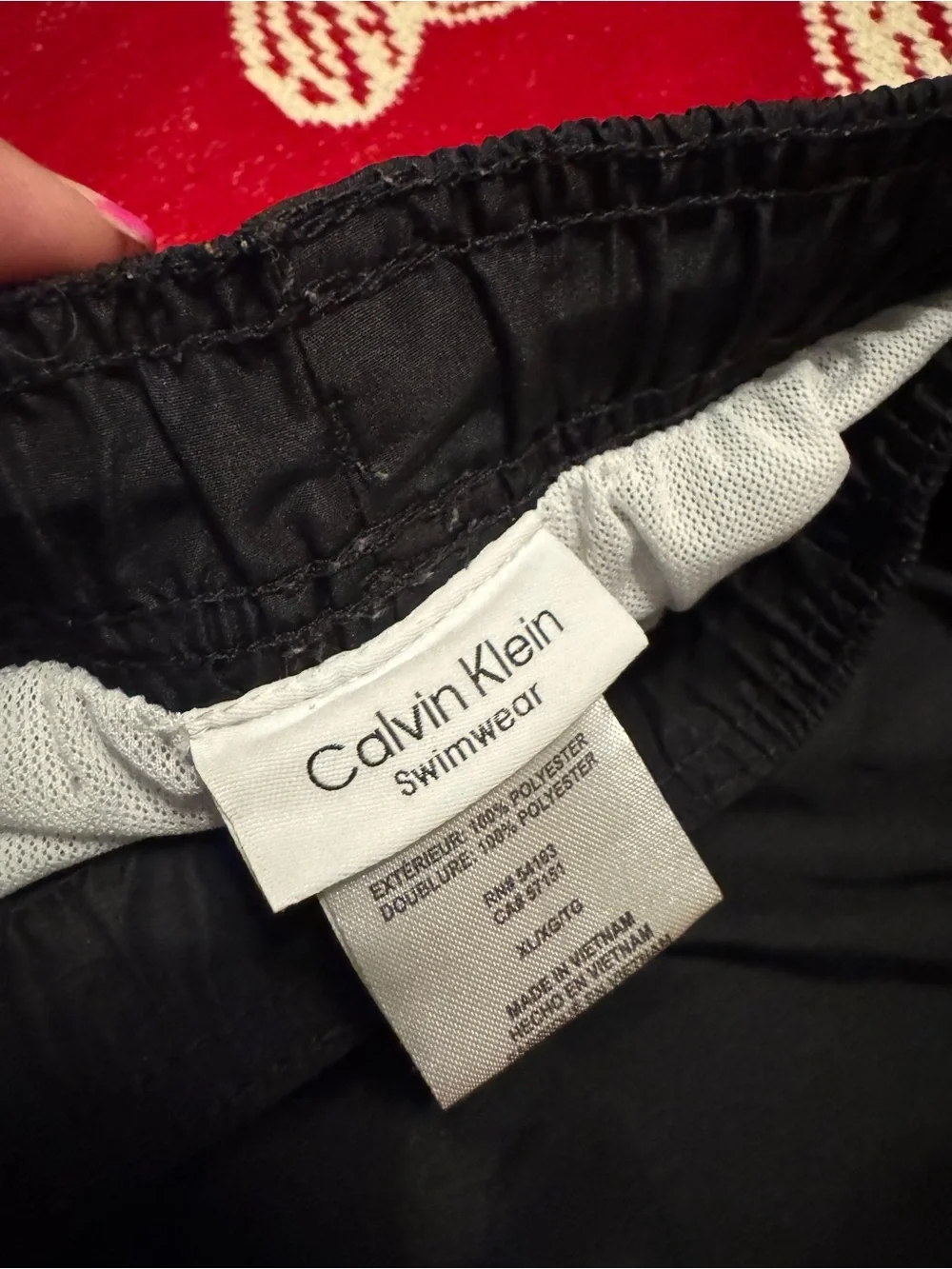 Calvin Klein Black Swim Hybrids with White Drawstring